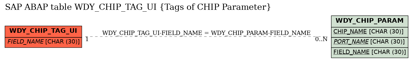 E-R Diagram for table WDY_CHIP_TAG_UI (Tags of CHIP Parameter)