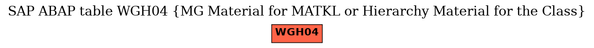 E-R Diagram for table WGH04 (MG Material for MATKL or Hierarchy Material for the Class)