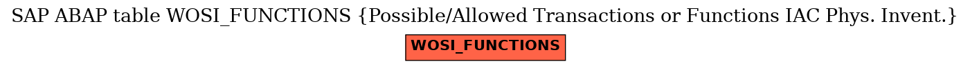 E-R Diagram for table WOSI_FUNCTIONS (Possible/Allowed Transactions or Functions IAC Phys. Invent.)