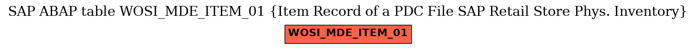 E-R Diagram for table WOSI_MDE_ITEM_01 (Item Record of a PDC File SAP Retail Store Phys. Inventory)