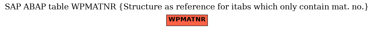 E-R Diagram for table WPMATNR (Structure as reference for itabs which only contain mat. no.)