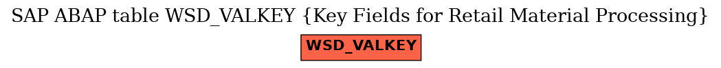 E-R Diagram for table WSD_VALKEY (Key Fields for Retail Material Processing)