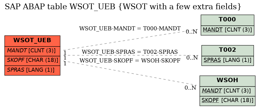 E-R Diagram for table WSOT_UEB (WSOT with a few extra fields)