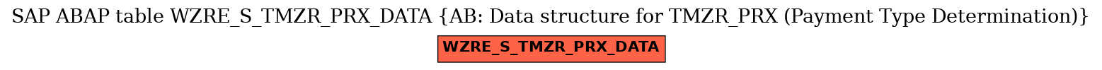 E-R Diagram for table WZRE_S_TMZR_PRX_DATA (AB: Data structure for TMZR_PRX (Payment Type Determination))
